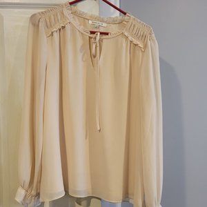 Size L Tie neck Translucent Ecru Blouse